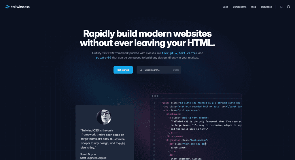 Rapidly build modern websites without ever leaving your HTML.